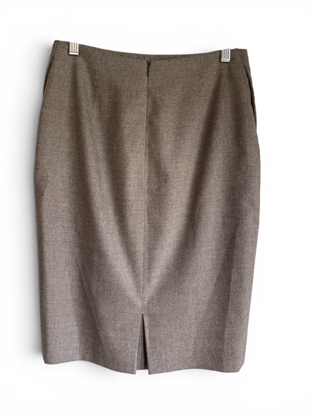 MARLOWE Luxury Wool Angora Blend Tailored Pencil Skirt Taupe Grey 4 / 38 - Picture 8 of 10